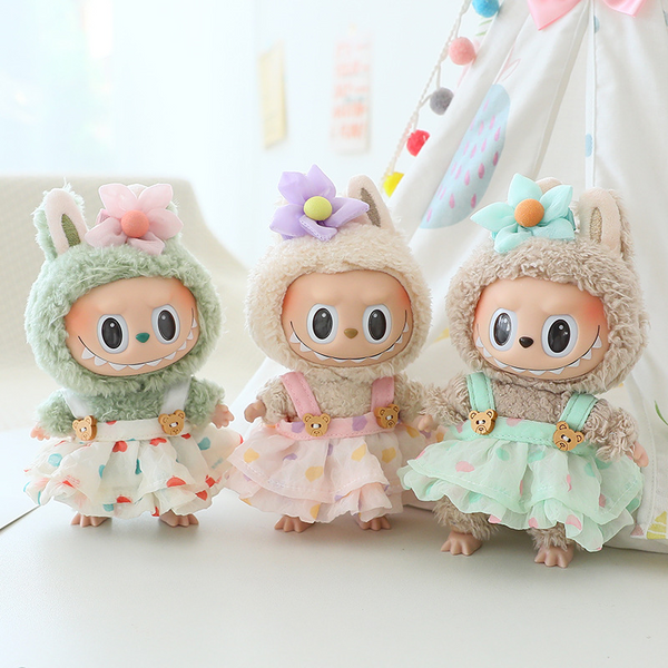 labubu clothes trendy dress with floral hair clip