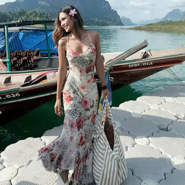 woman’s floral print strap dress