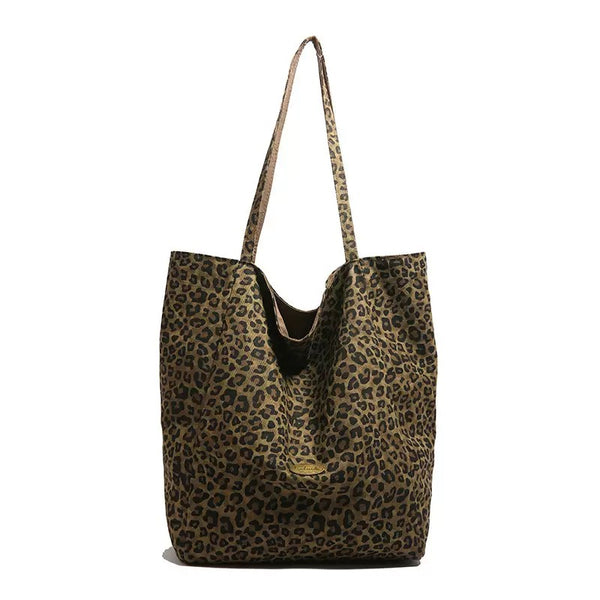 Leopard print double-sided canvas bag