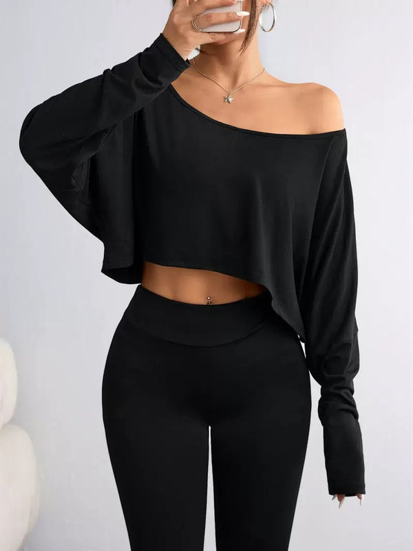 Women’s Long Sleeve Off Shoulder Loose-Fit Casual Top