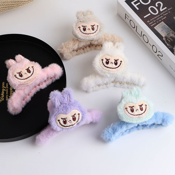 labubu plush hair clip