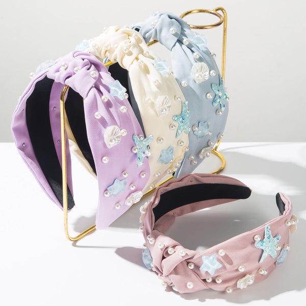 Sea Shell Pearl Knotted Headband