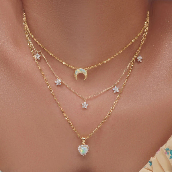 Heart Moon Multi-Layered Necklace