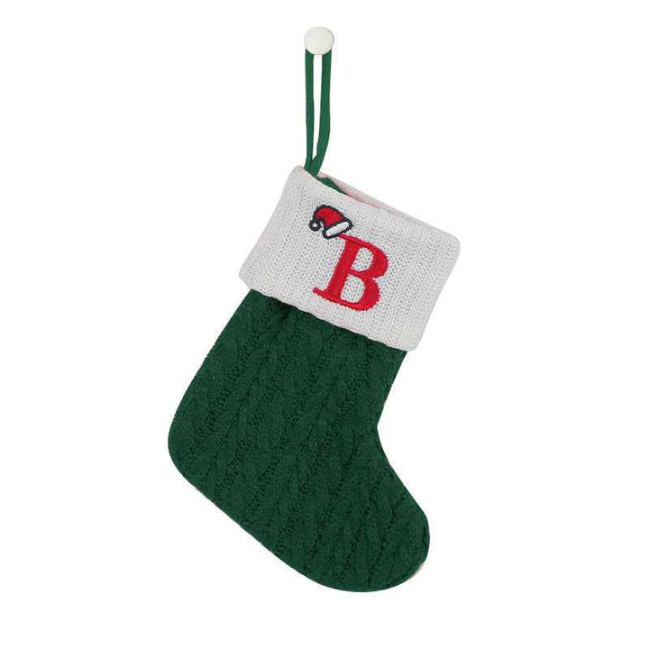（Pre Order）Green Letter Wool Christmas Stocking Pendant