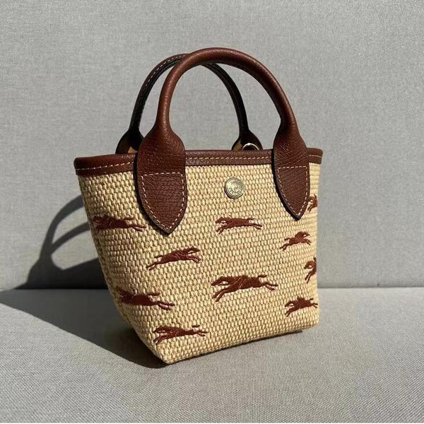 Mini Straw Tote Bag with Shoulder Strap