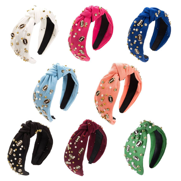 Football Glitter Knotted Headband